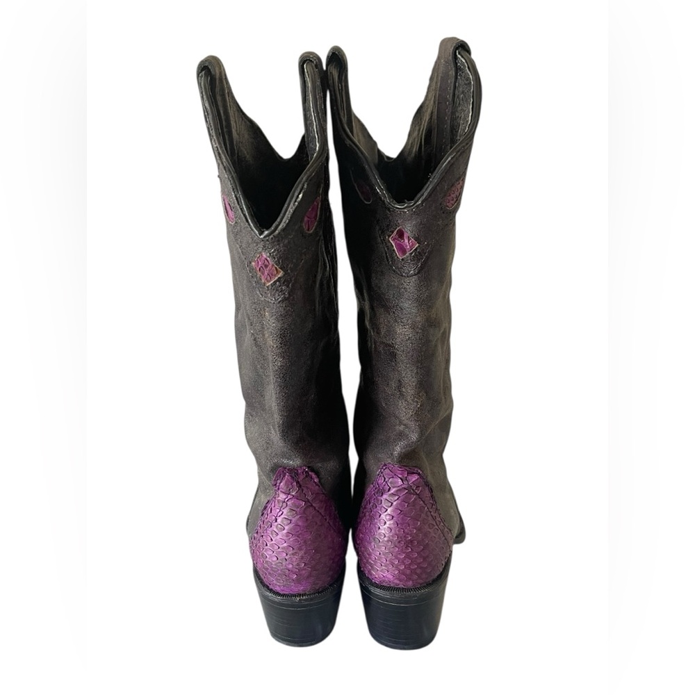El Buitre Purple Leather Python Cowboy Embossed C… - image 4